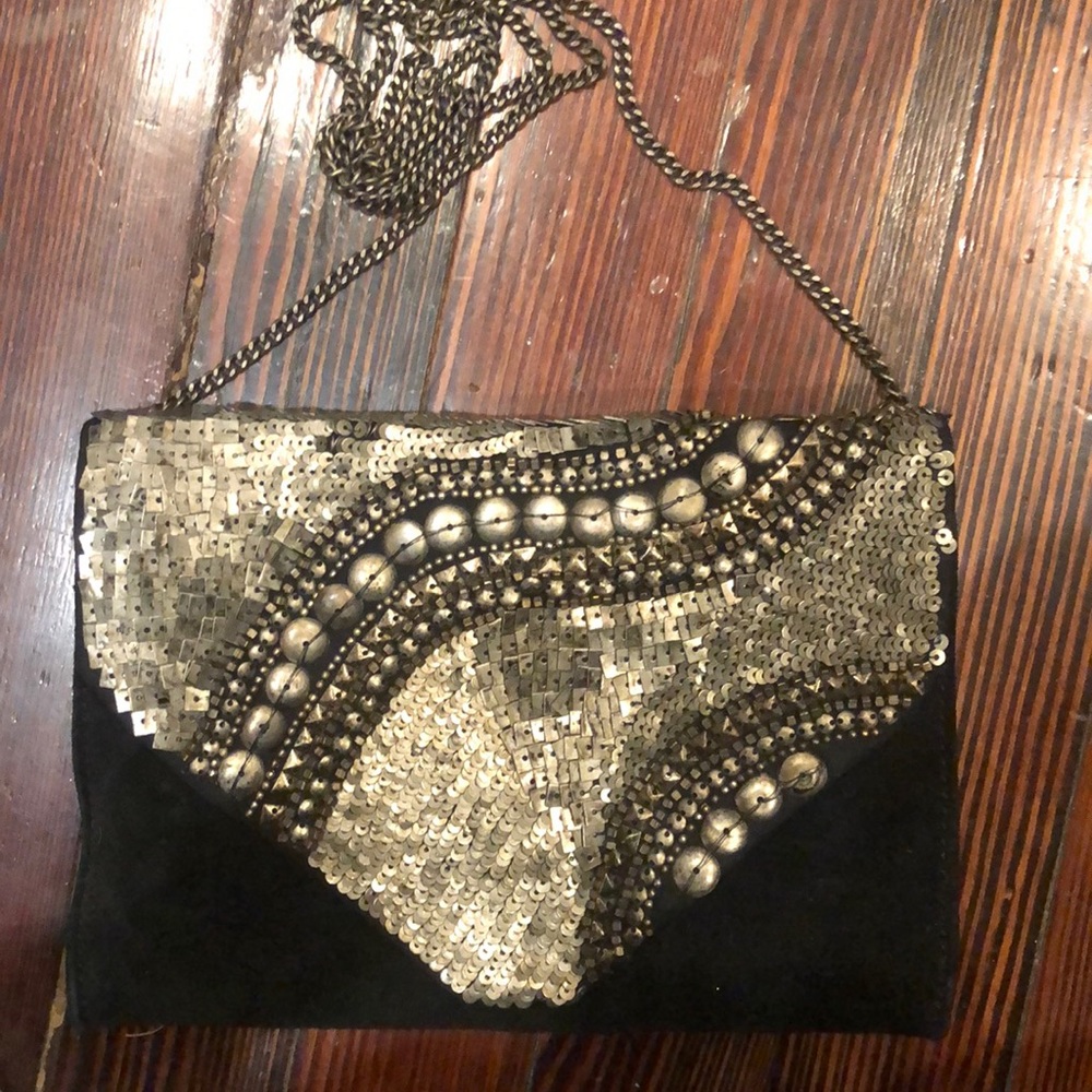 Black Velvet and Metal Crossbody